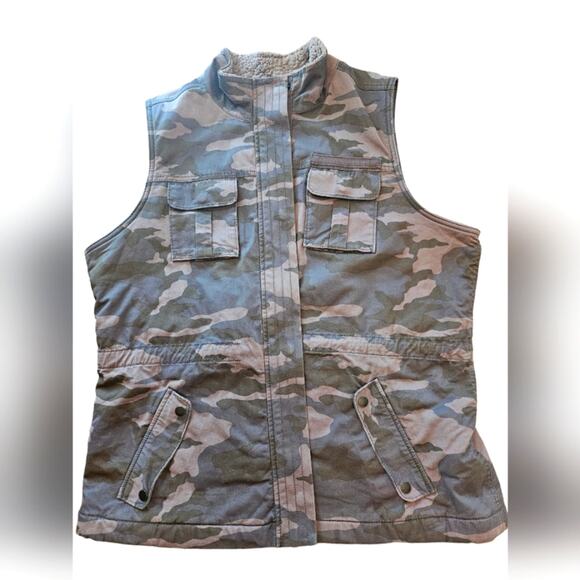 Sonoma womens Camo sherpa lined utlitliy vest size XL - Picture 1 of 9